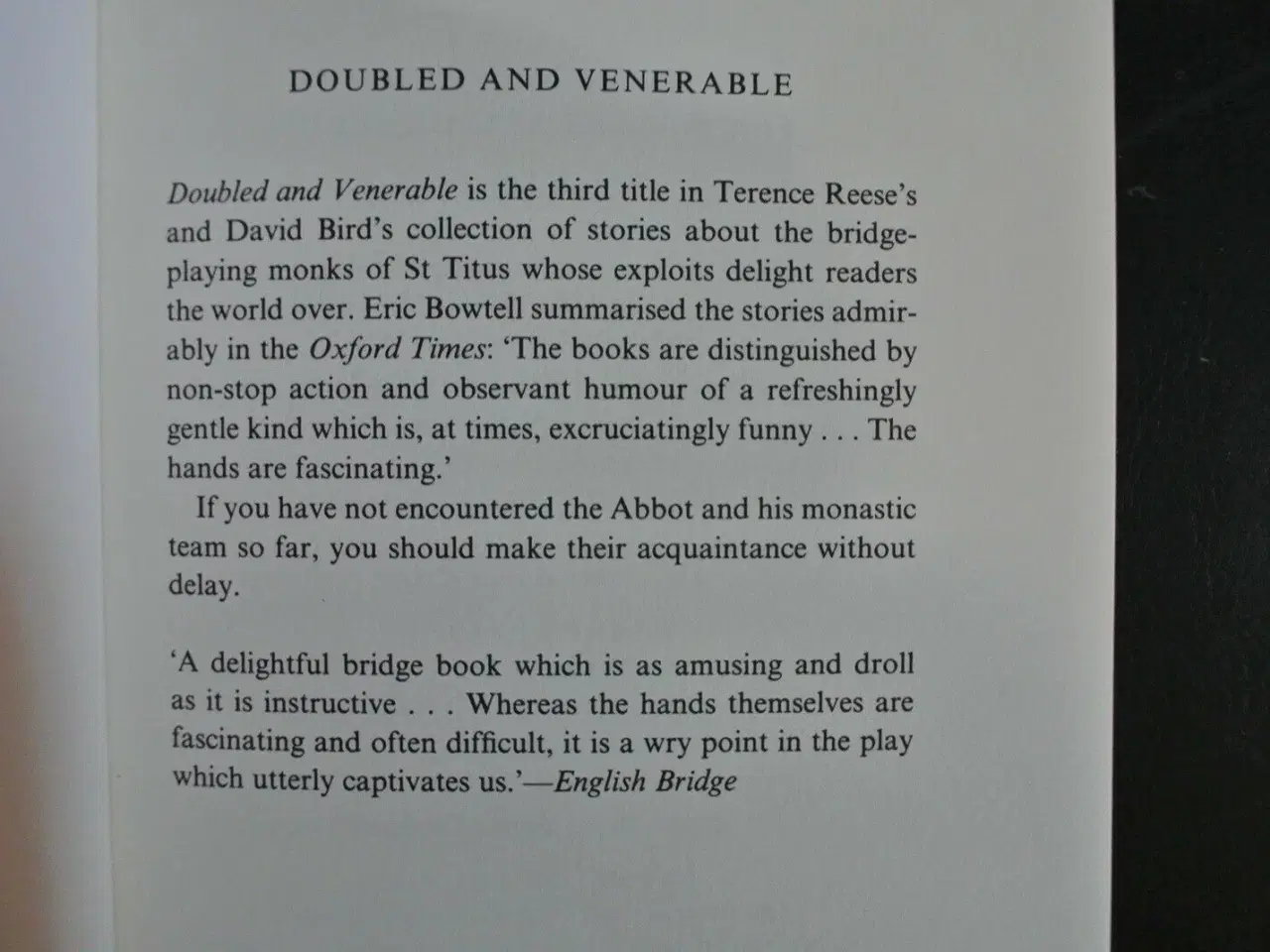 Billede 2 - doubled and venerable - bridge, by terence reese 