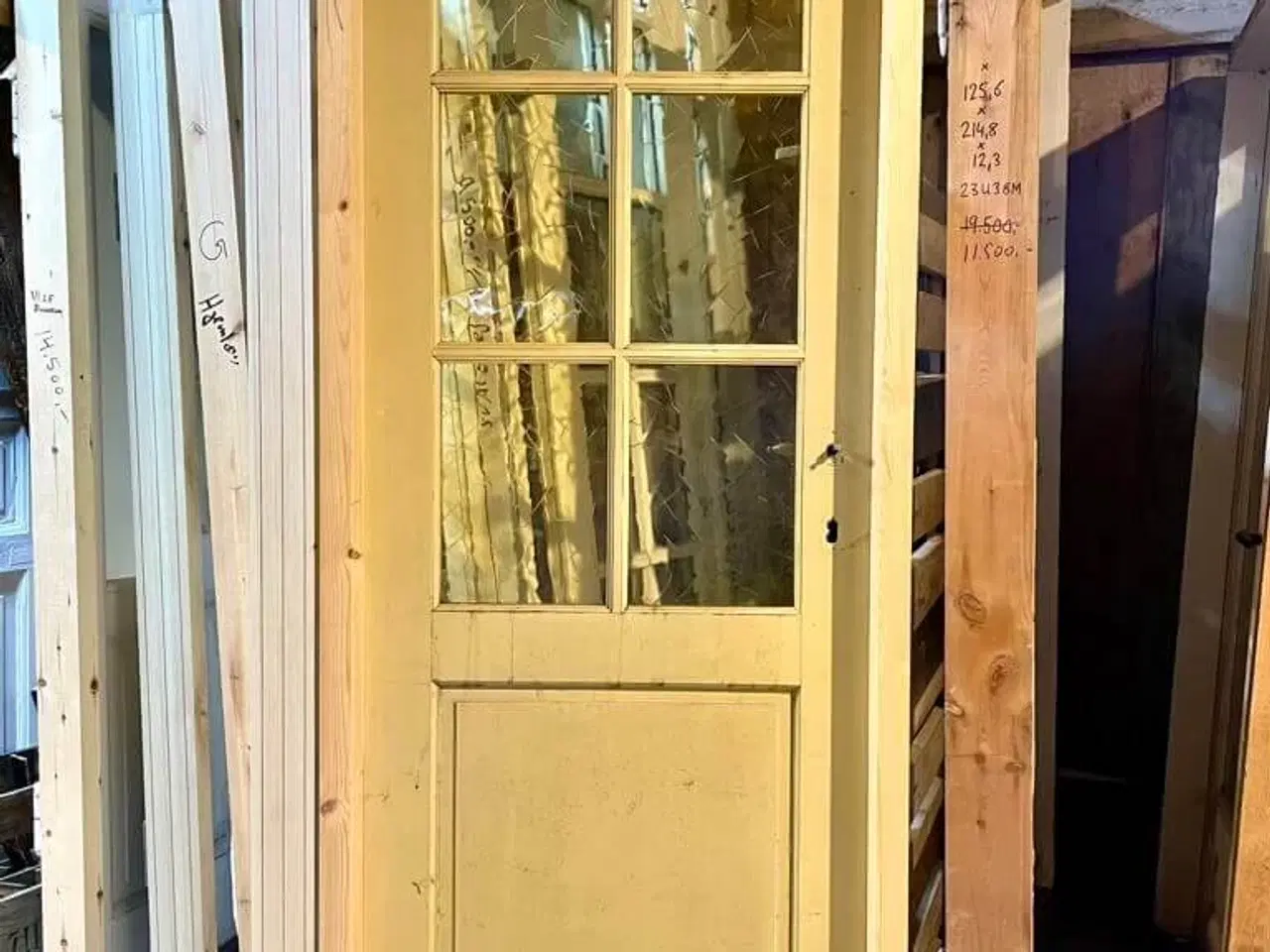 Billede 2 - Smal glasdør m. katedralglas og ny karm