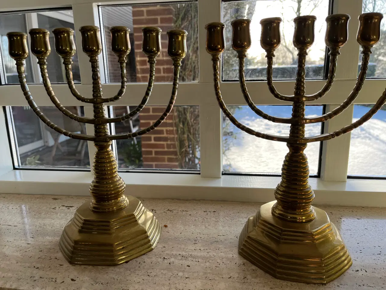 Billede 1 - 2 stk 7 armede messing lysestager