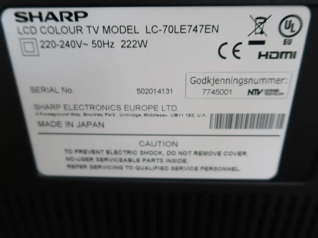 Billede 5 - 70" LCD TV SHARP LC-70LE747EN med 183 cm høj stander