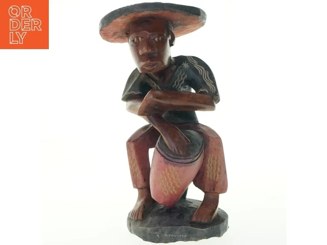 Billede 1 - Træskulptur af mellemamerikansk figur (str. 33 cm)