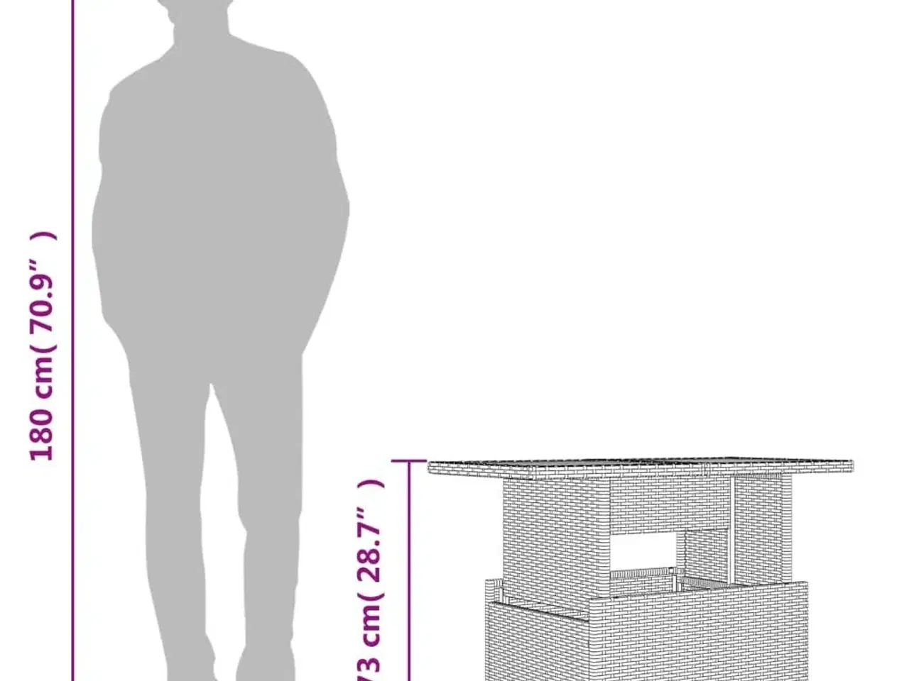 Billede 12 - Havebord 100x55x73 cm polyrattan og akacietræ beige