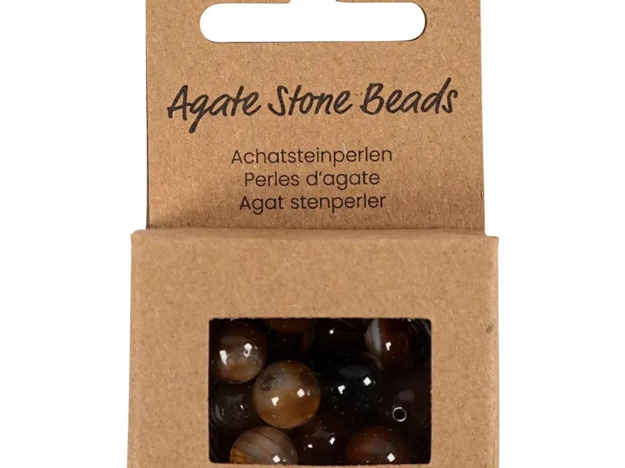 Billede 1 - Agat stenperler, str. 1x10, 12x8, 15x6 mm, hulstr. 0,9-1 mm, mørk brun, 28stk./ 1 pk.