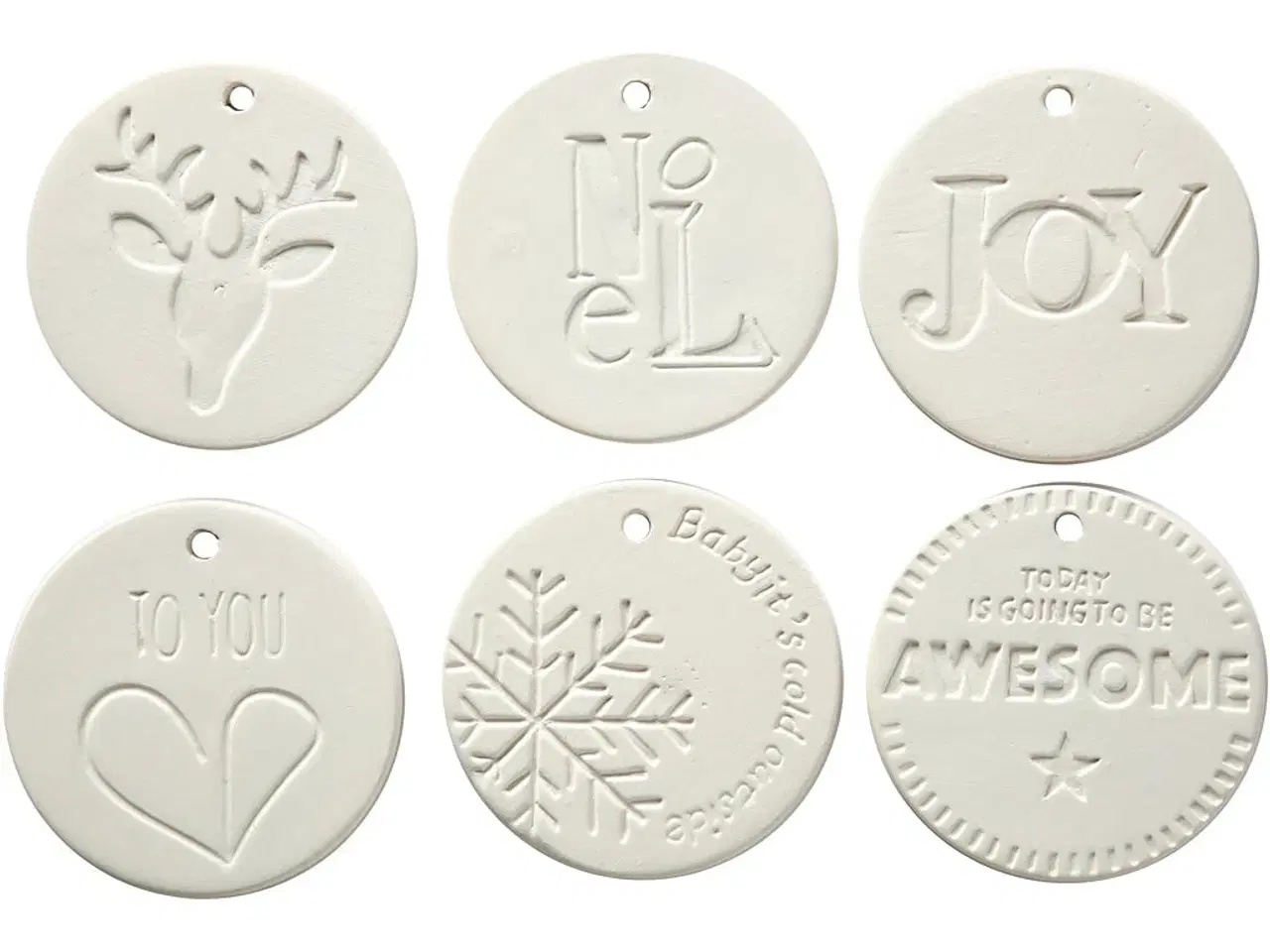 Billede 1 - Hvide Terrakotta Ophæng 7x7 cm - 24 stk.