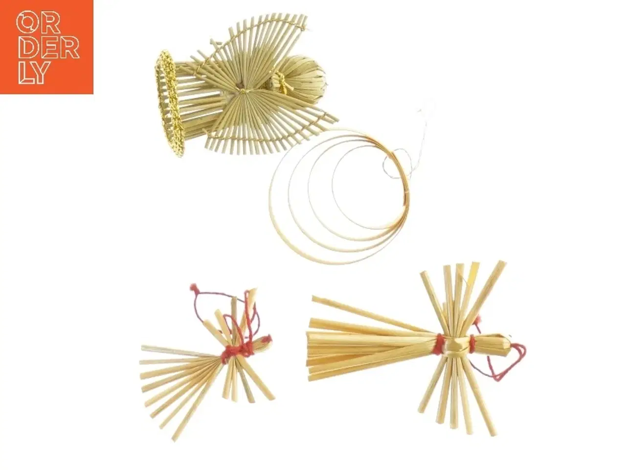 Billede 4 - Julepynt i træ og strå (str. 8 x 5 cm)