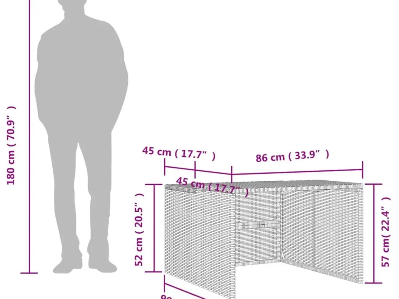 Billede 9 - Garage til robotplæneklipper 86x90x52/57 cm polyrattan grå