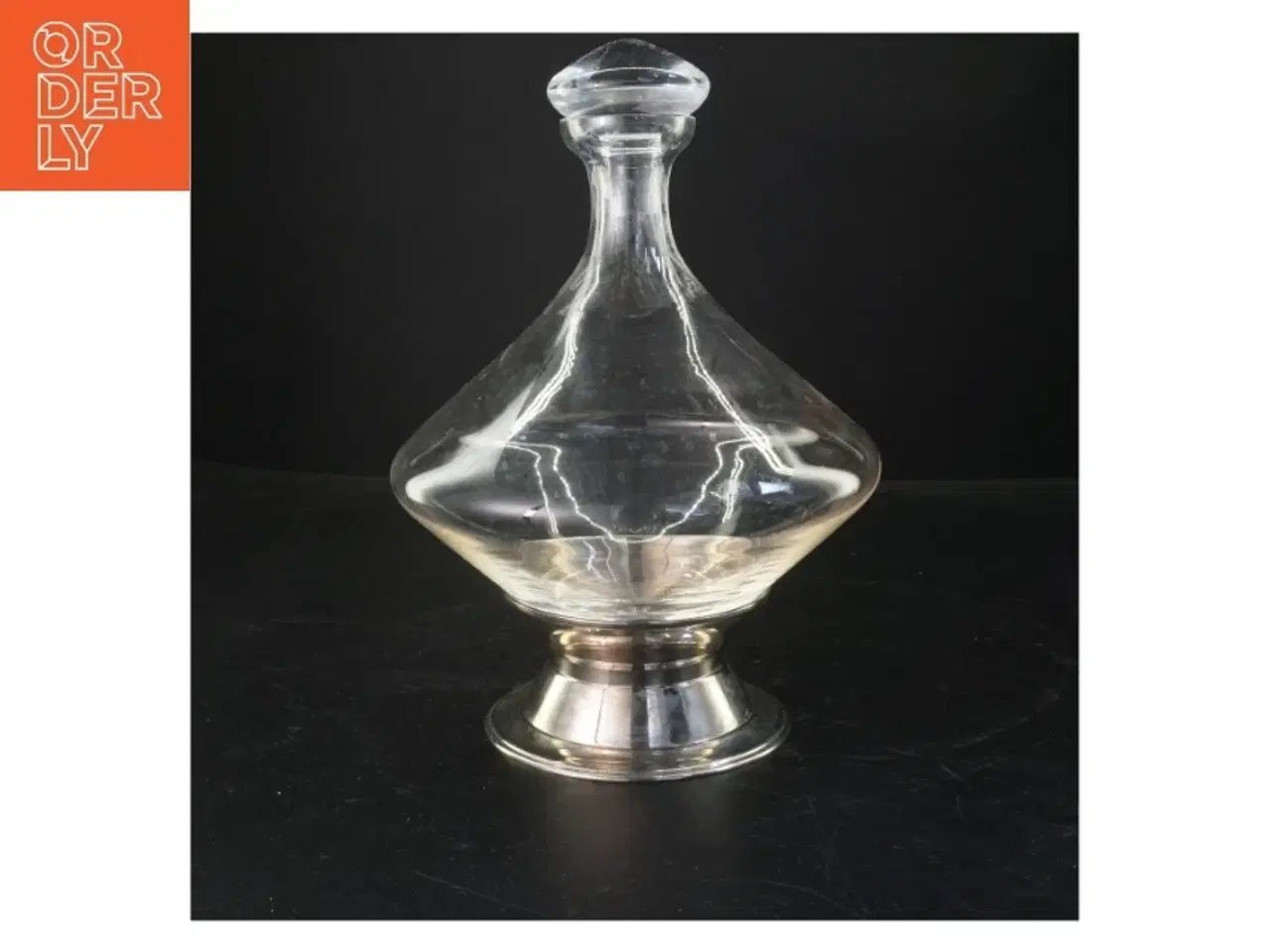 Billede 1 - Krystalglas vin karaffel med sølv fod(str. 27 cm)