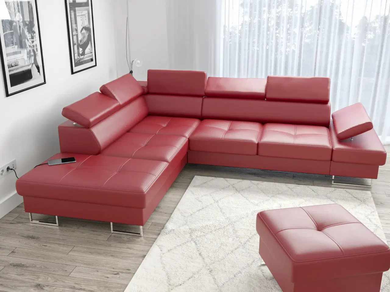 Billede 6 - GALAKSE ÆGTE LÆDER HJØRNESOFA 225X280