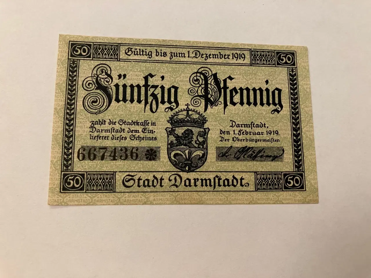 Billede 1 - 50 Pfennig Darmstadt 1919