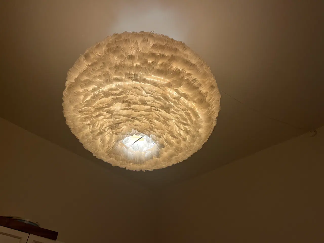Billede 1 - Loftlampe med fjer 