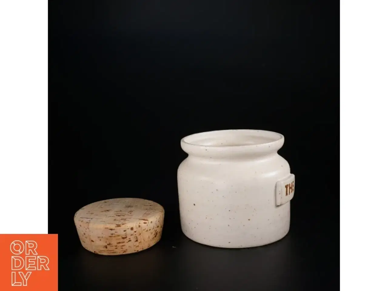 Billede 2 - Keramik tekrukke med korklåg (str. 10 x 11 cm)