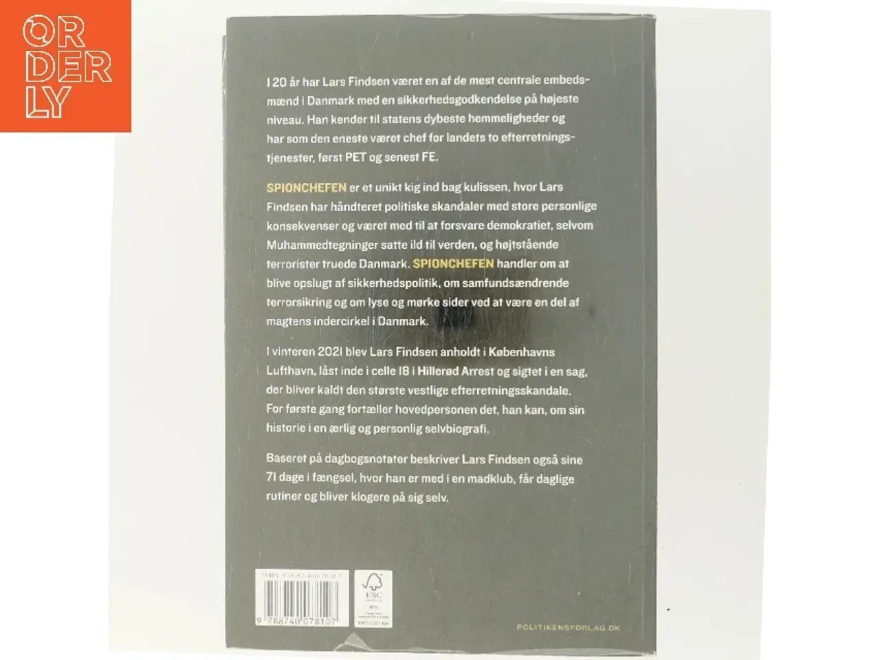 Billede 3 - Spionchefen : erindringer fra celle 18 af Lars Findsen (f. 1964-09-17) (Bog)
