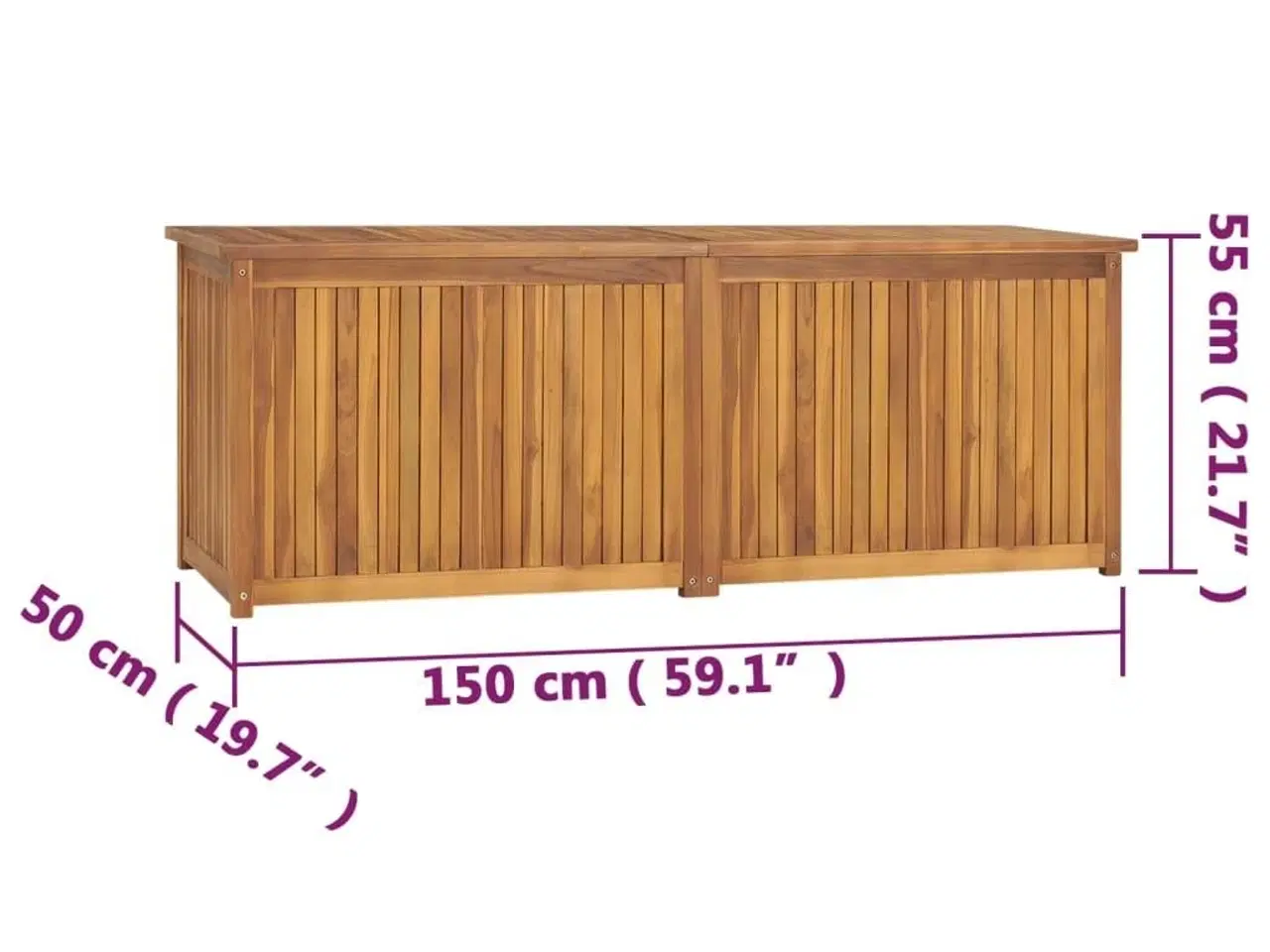 Billede 11 - Opbevaringsboks til haven 150x50x55 cm massivt teaktræ