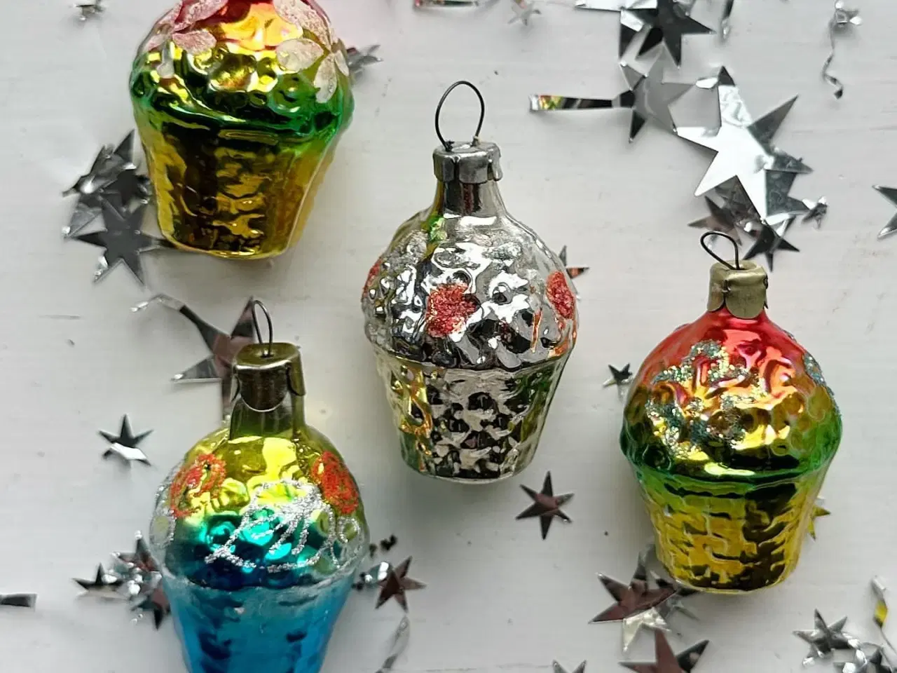 Billede 3 - Vintage julekugler, blomsterkurve, 4 stk samlet