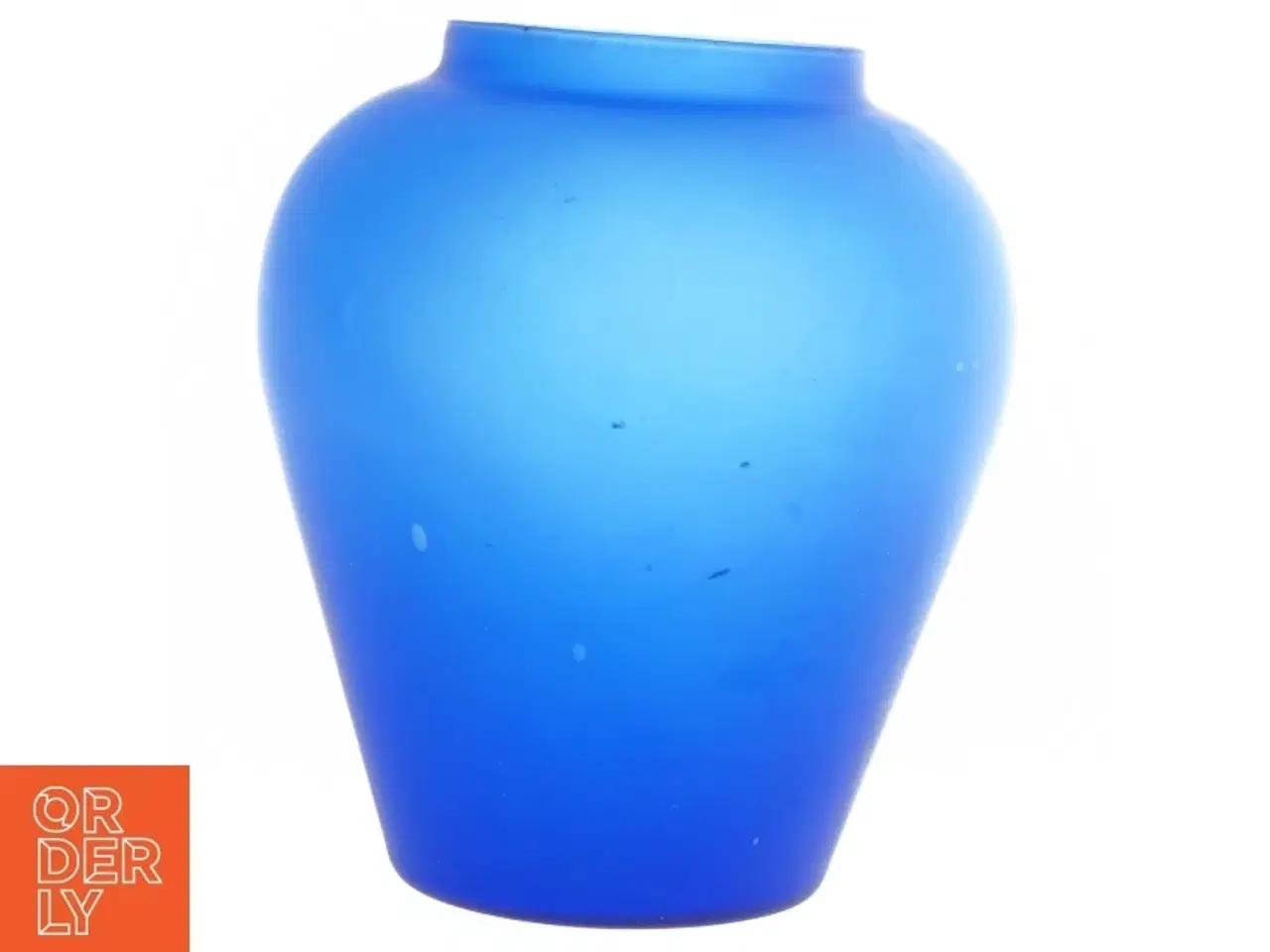 Billede 4 - Blå vase, matteret glas (str. 15,5 x 13 cm)
