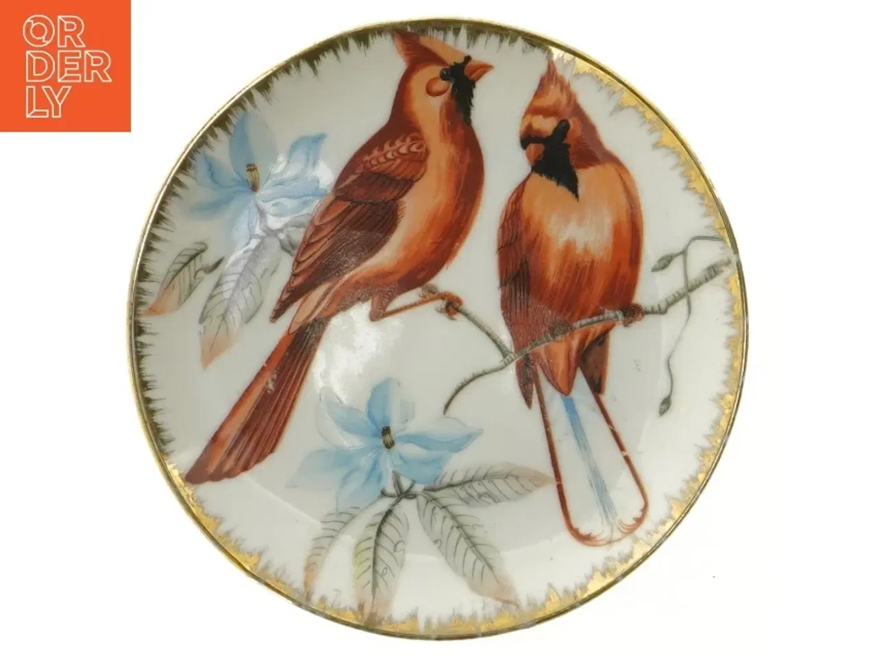 Billede 1 - Porcelænsvægplatte med fuglemotiv (str. 16 cm)