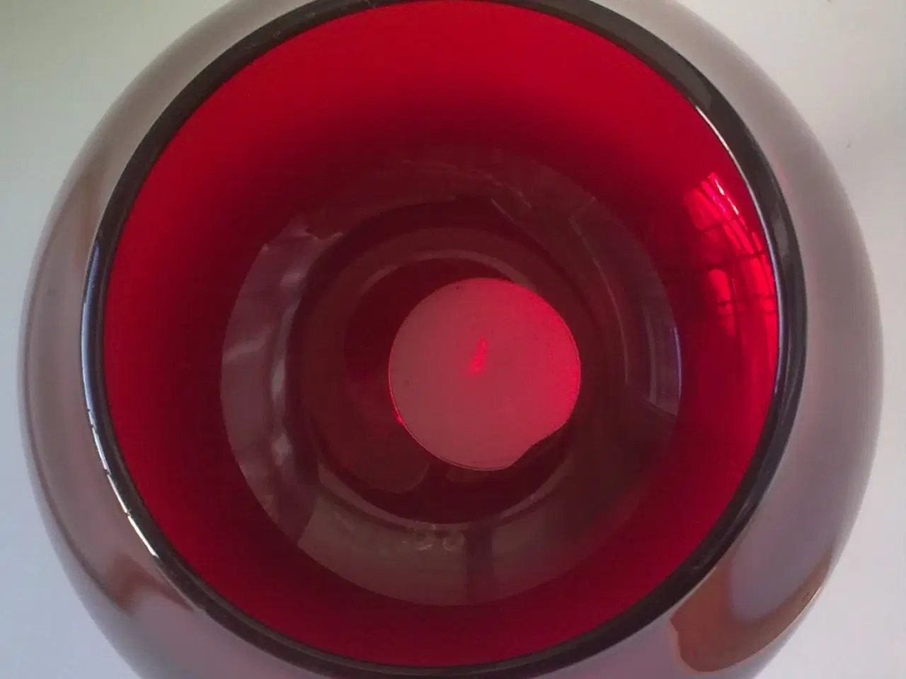 Billede 3 - Rubin rød bowle RETRO glas vase opsats = SVERIGE