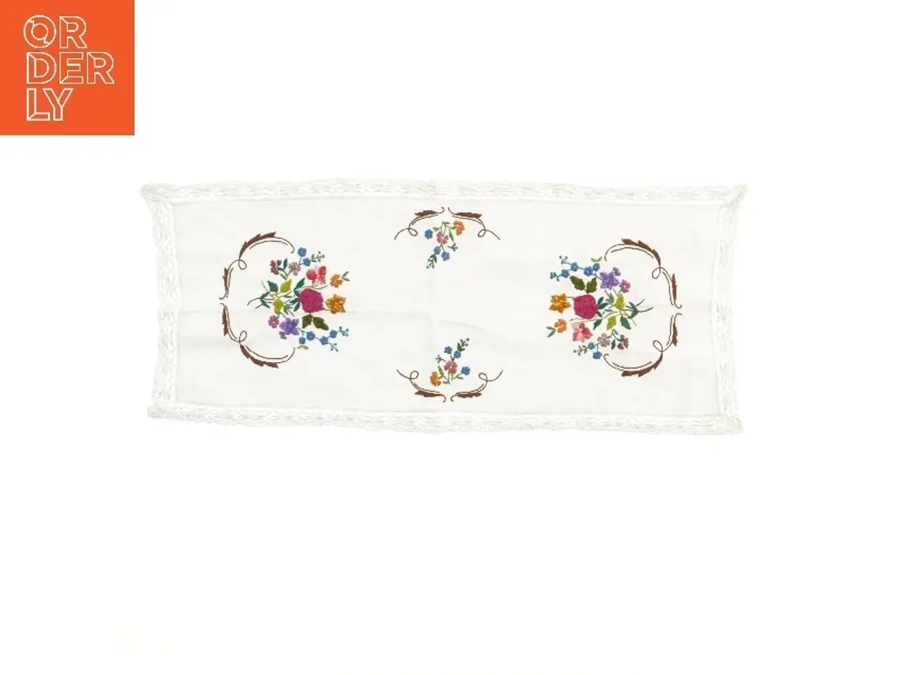 Billede 2 - Broderet bordløber med blomster (str. 75x32 cm)