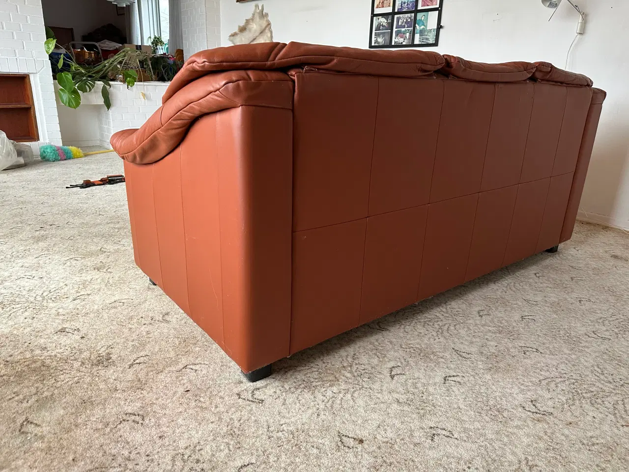 Billede 5 - 3-personers lædersofa – brun – velholdt – 185 cm