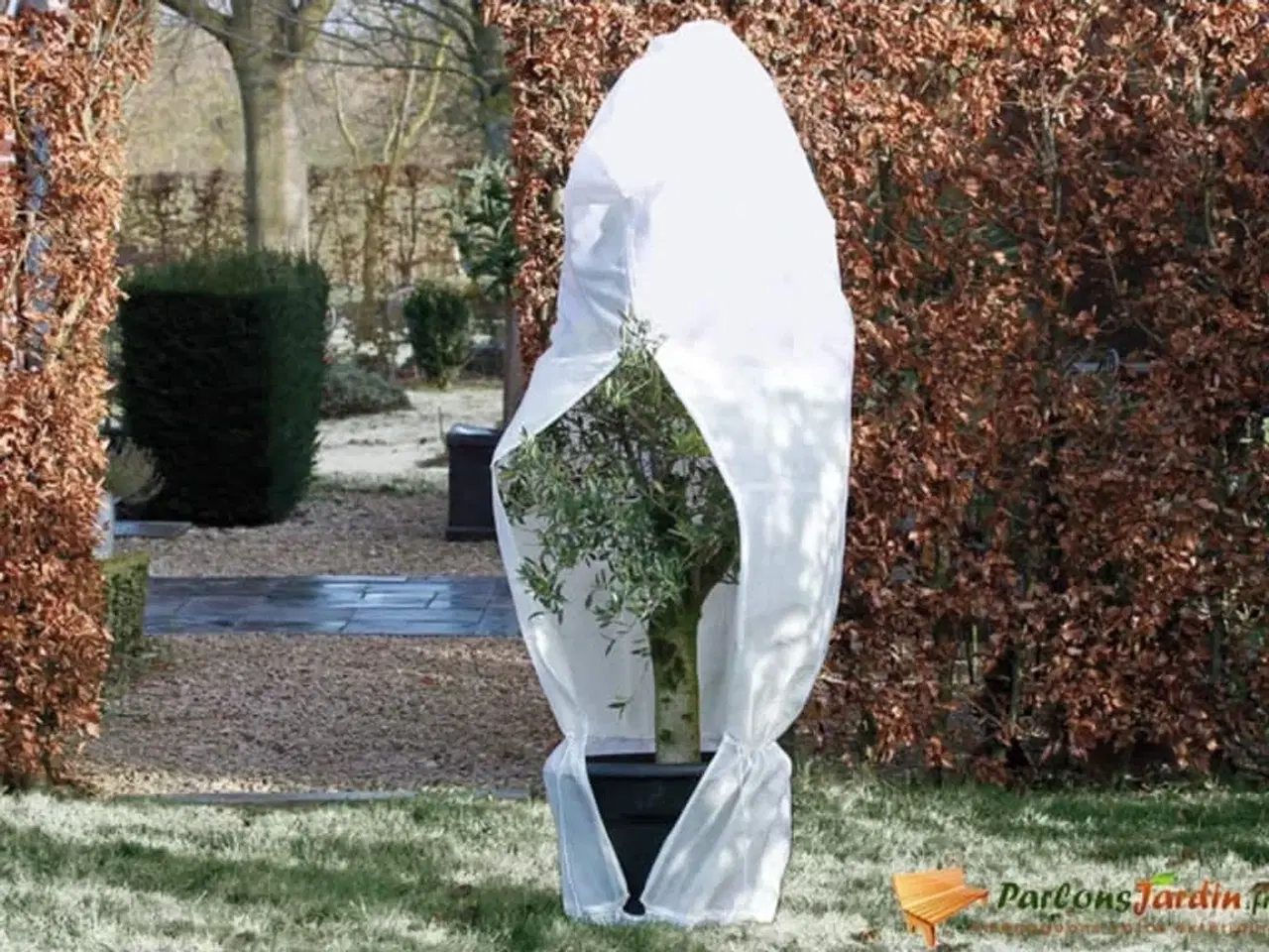Billede 2 - frostdækken med lynlås 2,5x2,5x3 m 70 g/m² fleece hvid