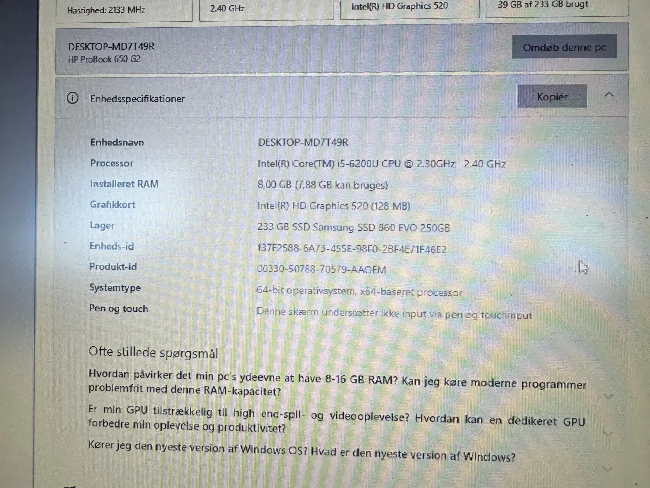 Billede 6 - HP Probook G2 650 m. SSD + Nyt batteri