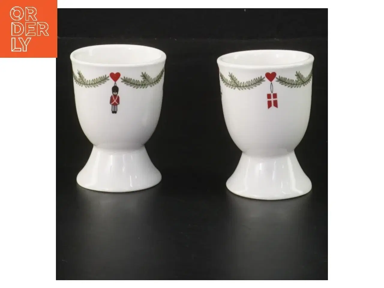 Billede 1 - Æggebægre med dansk motiv (str. Ø 5 cm længde 6,5 cm)