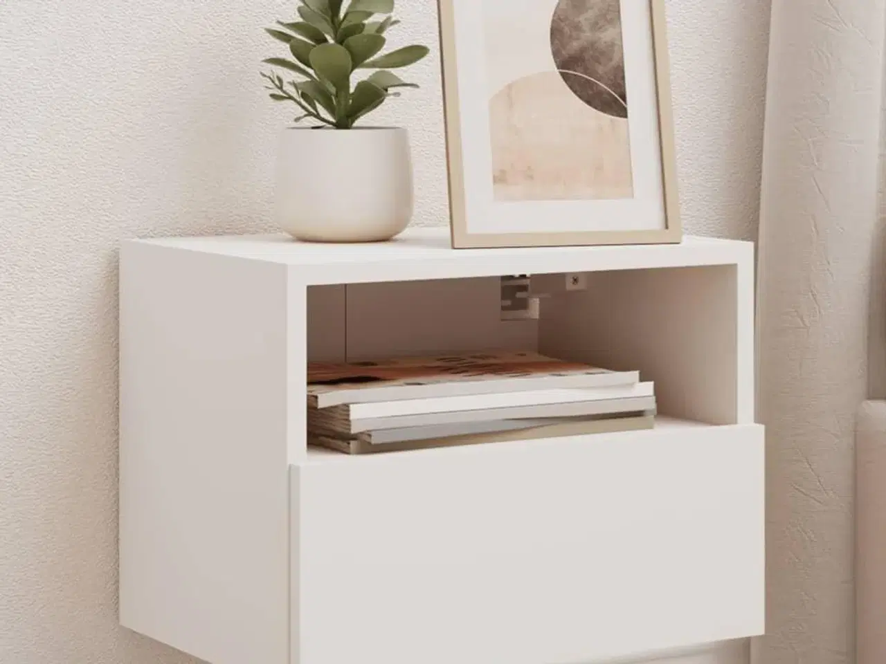 Billede 1 - Væghængte tv-borde 2 stk. 40x30x30 cm konstrueret træ hvid