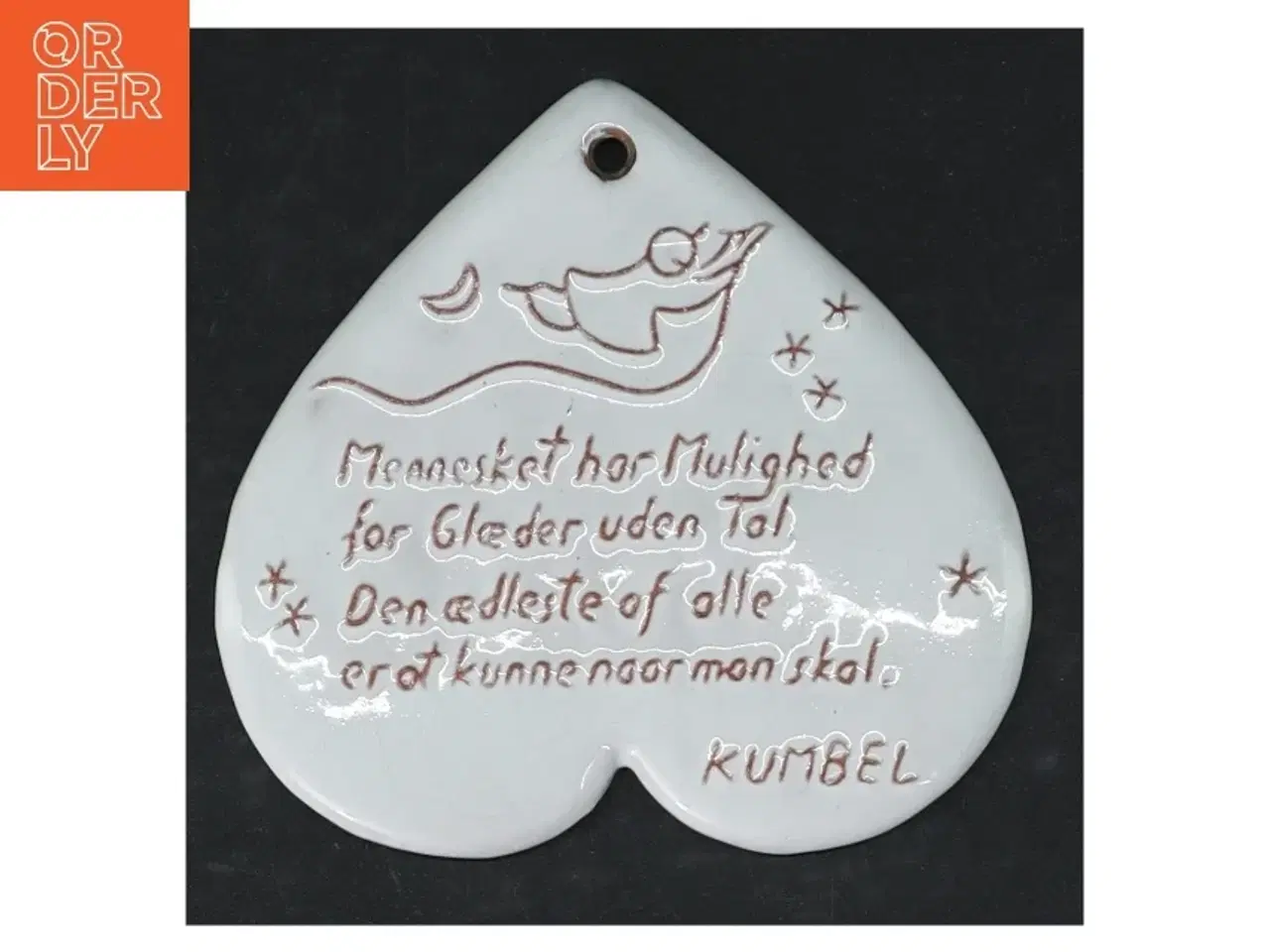 Billede 1 - Keramik hjerteformet ophæng (str. 11 x. 10,5 cm)