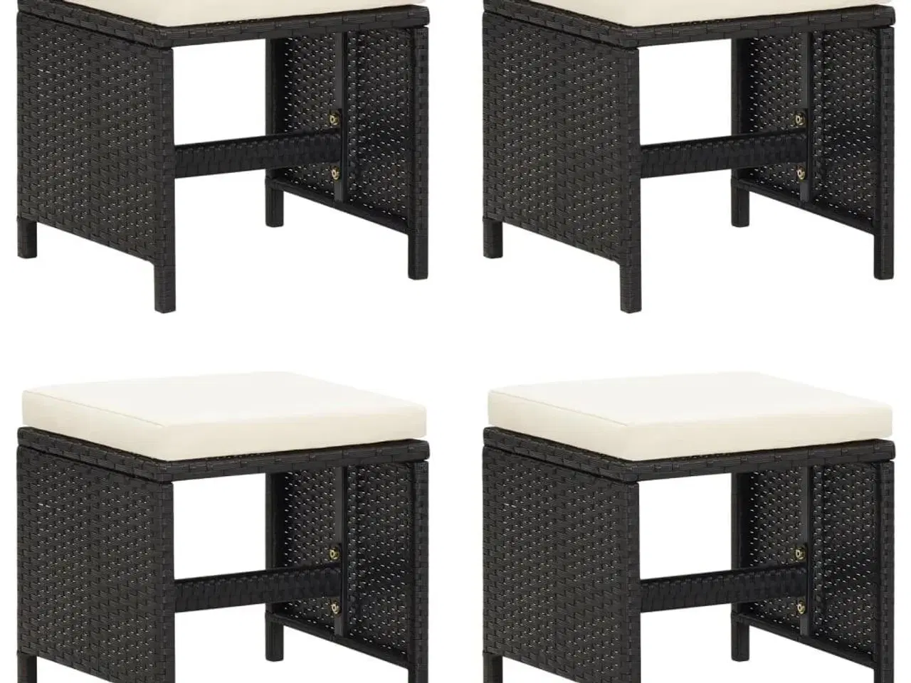 Billede 1 - Haveskamler 4 stk. med hynder polyrattan sort