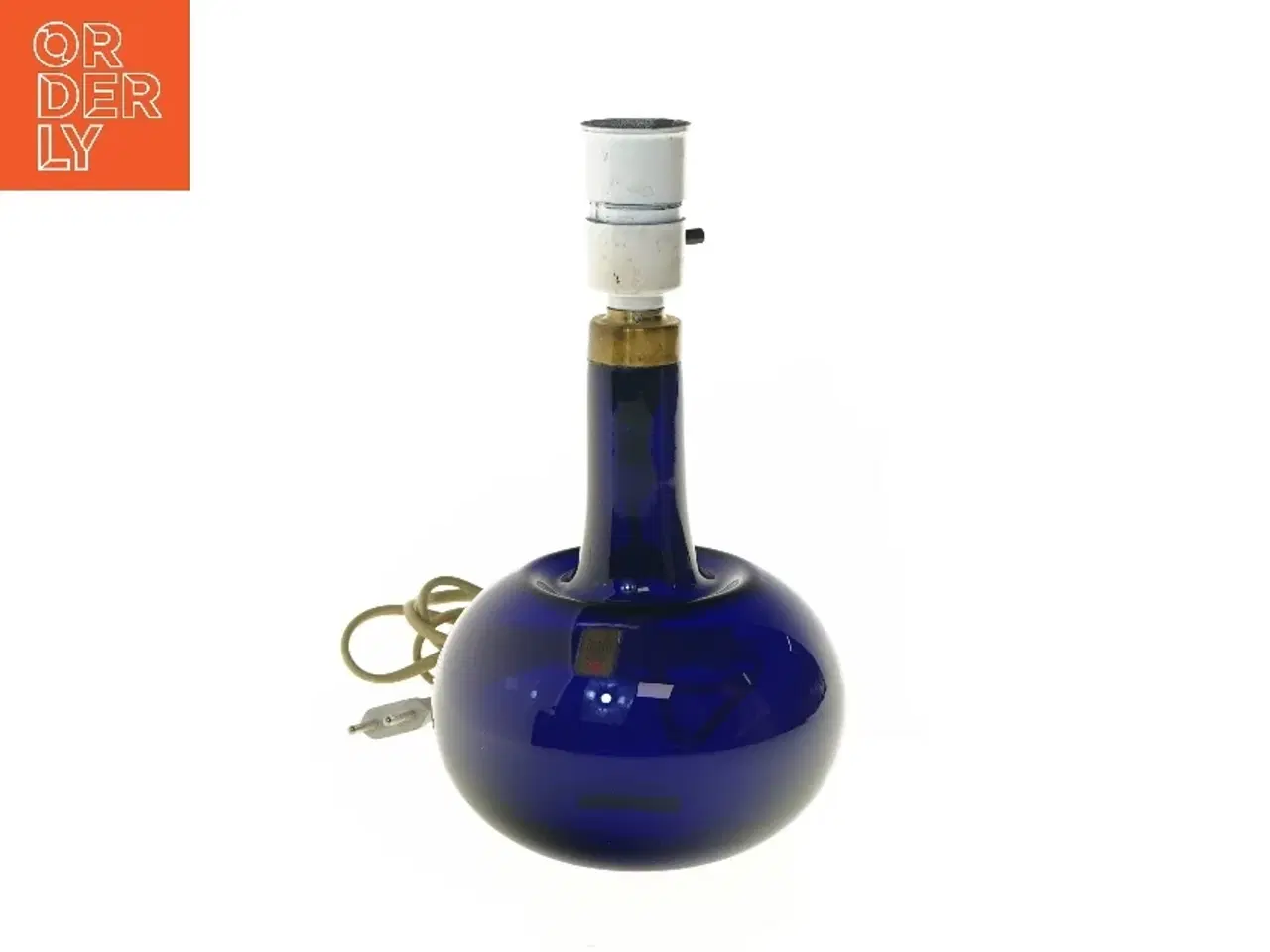 Billede 1 - Blå glasbordlampe fra Holmegaard (str. 28 cm)