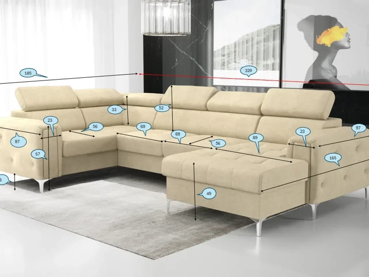 Billede 3 - ORIONIS MAX III HJØRNESOFA 165x320x185 CM