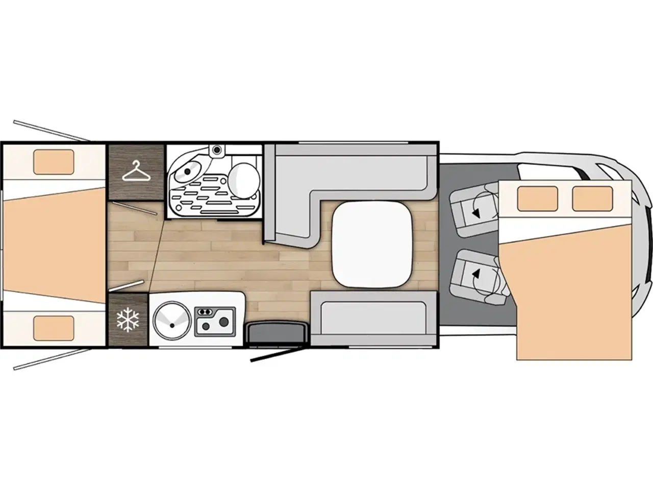 Billede 2 - 2026 - Benimar Tessoro Køjer, Dobbeltseng - Webasto varme & Kompressor køleskab