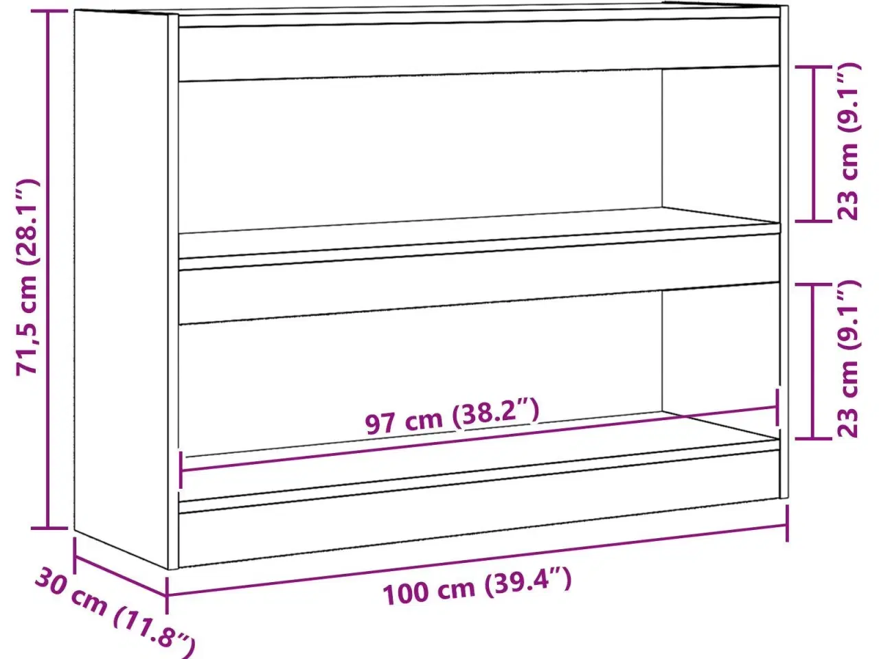 Billede 9 - Bogreol Gammelt træ 100 x 30 x 72 cm Konstrueret træ