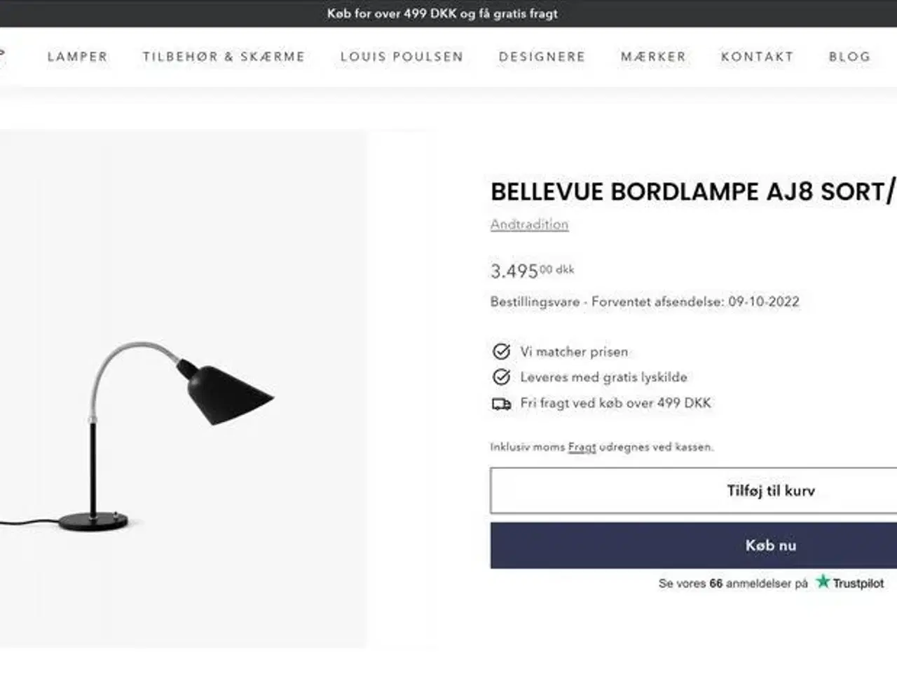 Billede 5 - Helt ny Arne Jacobsen AJ8 Bellevue sort/stål lampe