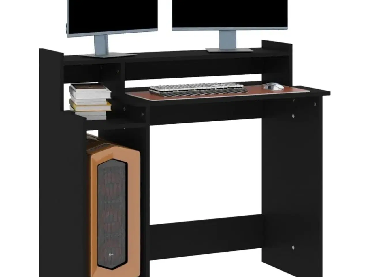 Billede 7 - Skrivebord med LED-lys 97x45x90 cm konstrueret træ sort