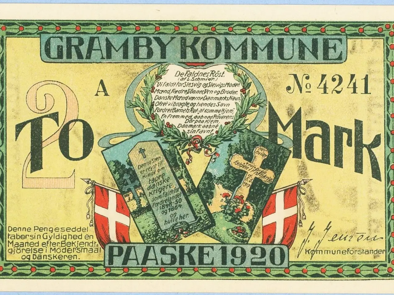 Billede 1 - Gramby. Nødpengeseddel 1920