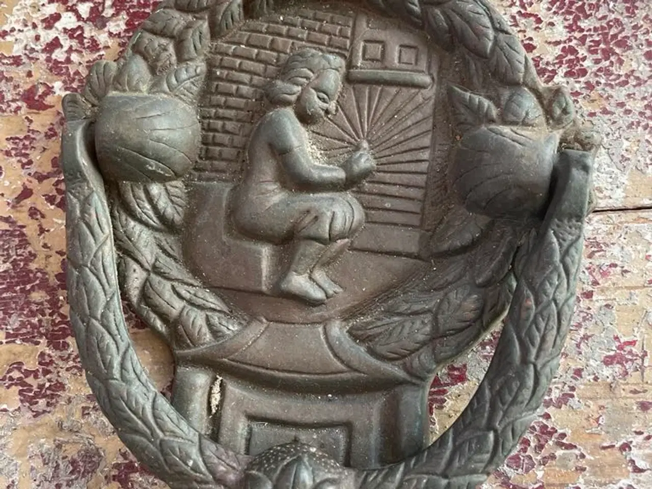 Billede 1 - Gammel bronzestøbt dørhammer