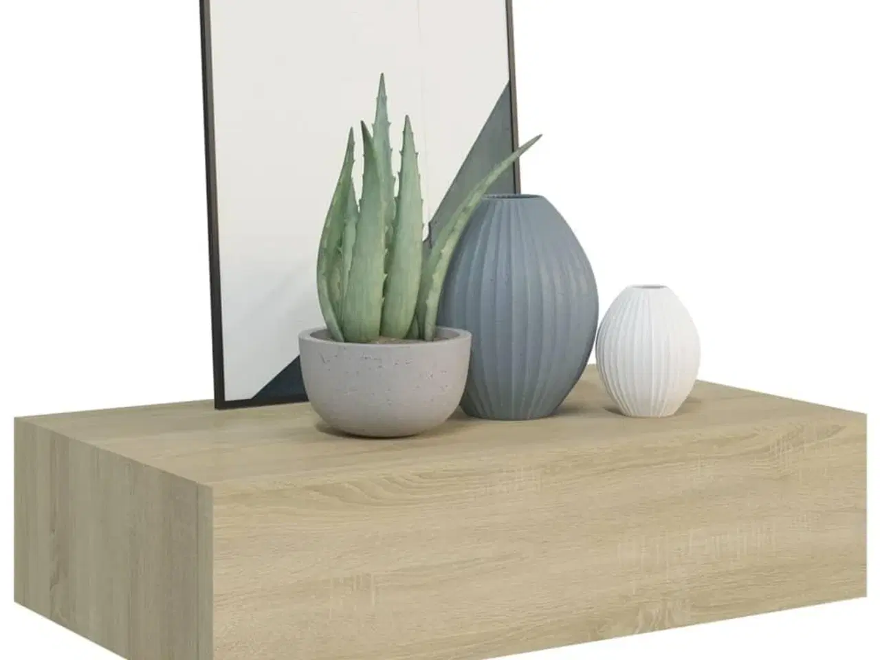 Billede 3 - Væghylde med skuffe 40x23,5x10 cm MDF egetræsfarvet