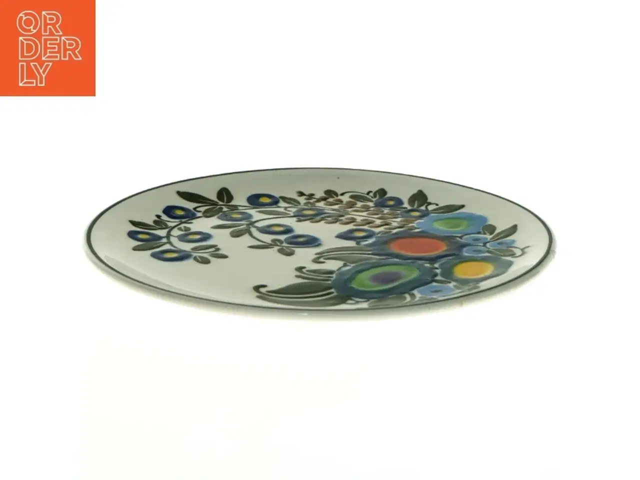 Billede 3 - Keramikplatte med blomstermotiv (str. 23 cm)