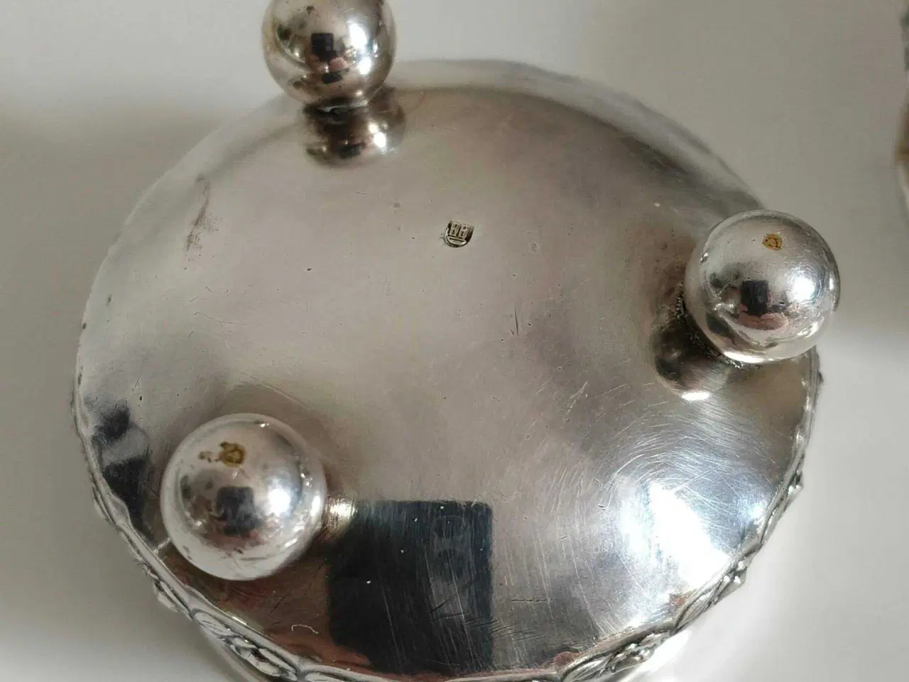 Billede 7 - 2 Stk. For sølvet kobber saltkar med Glas indsats 