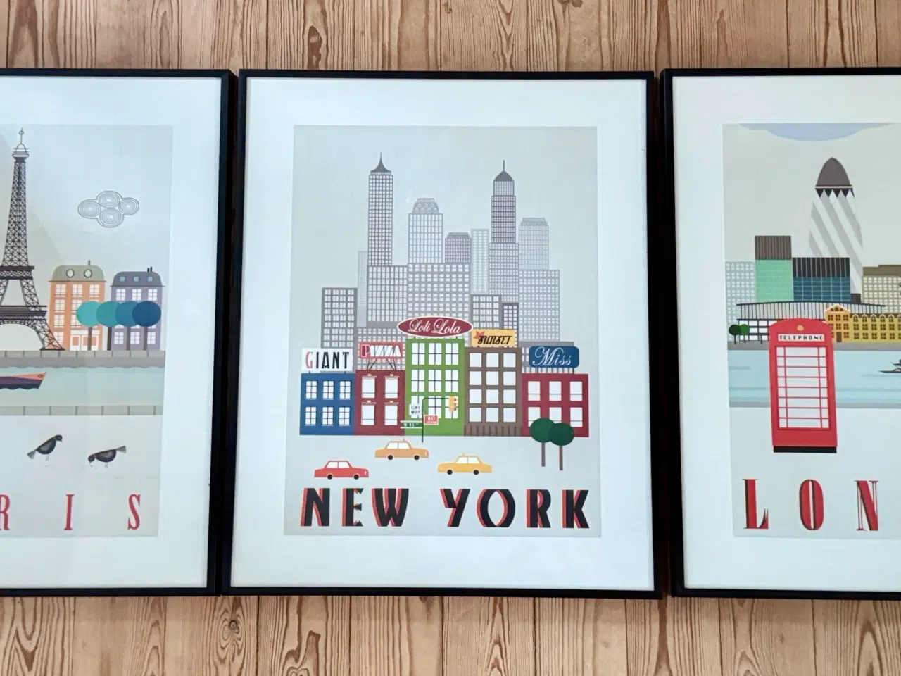 Billede 1 - Paris, New York og London-plakater inkl. ramme