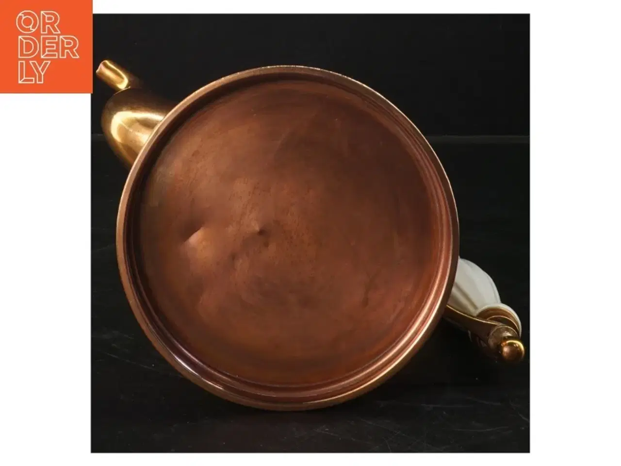Billede 2 - Kobber kaffekande med porcelænshåndtag (str.  24x13 cm)