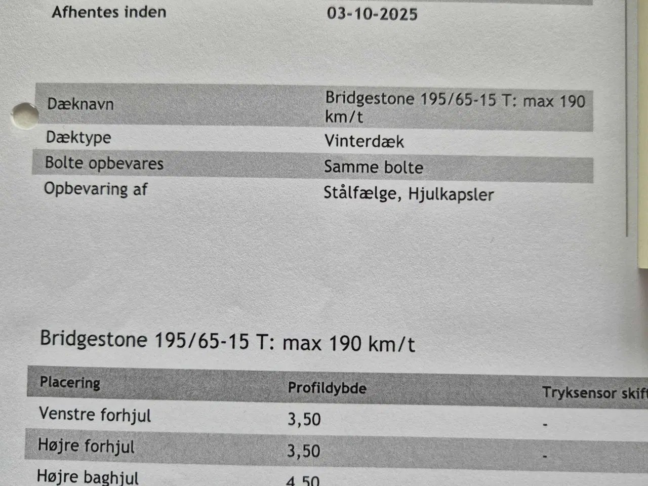Billede 4 - Vinterhjul Bridgestone 15"