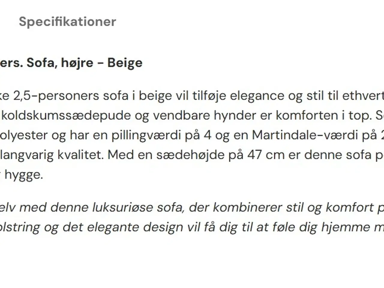 Billede 5 - UnoLiving Volara 2,5 personers sofa, beige