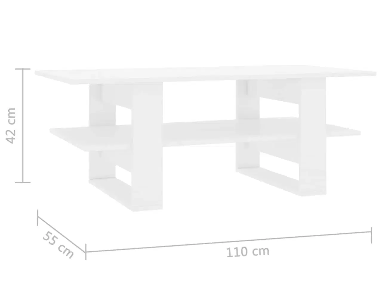 Billede 6 - Sofabord 110x55x42 cm konstrueret træ hvid højglans