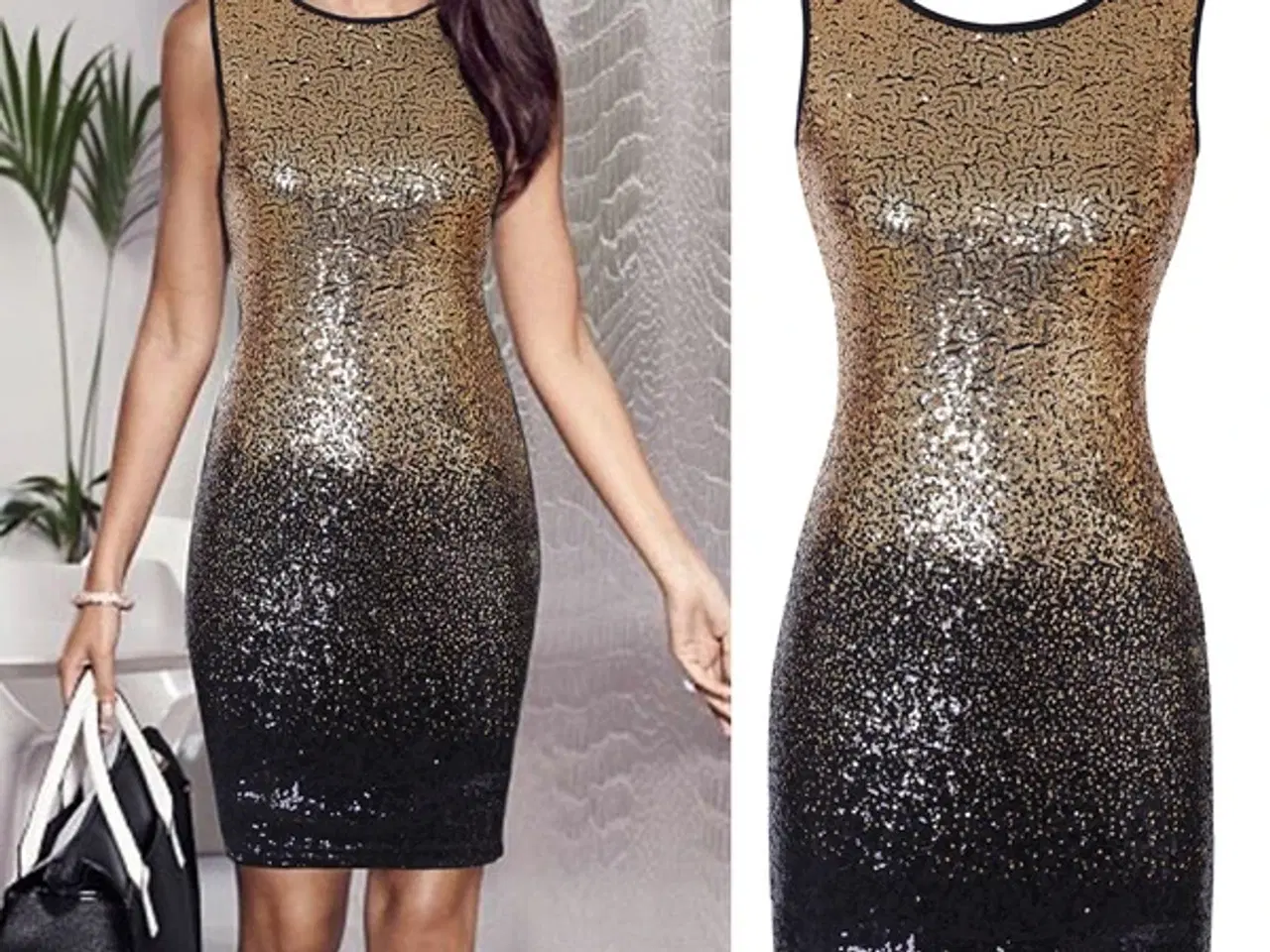 Billede 3 - Sequin bodycoon kort kjole (glitterne)-sort /guld
