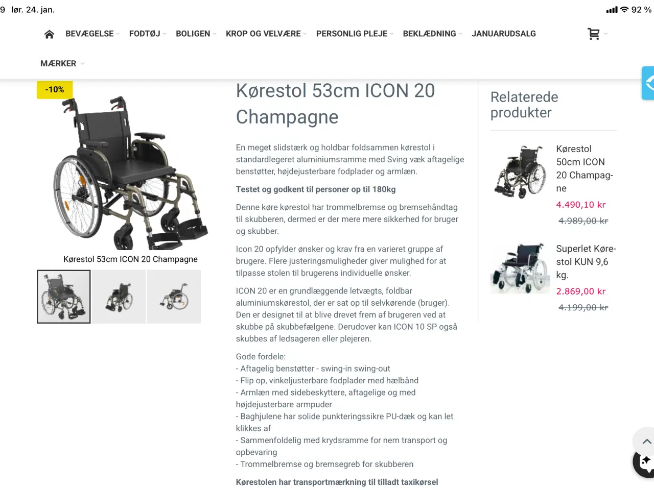 Billede 6 - Letvægts kørestol 53 cm