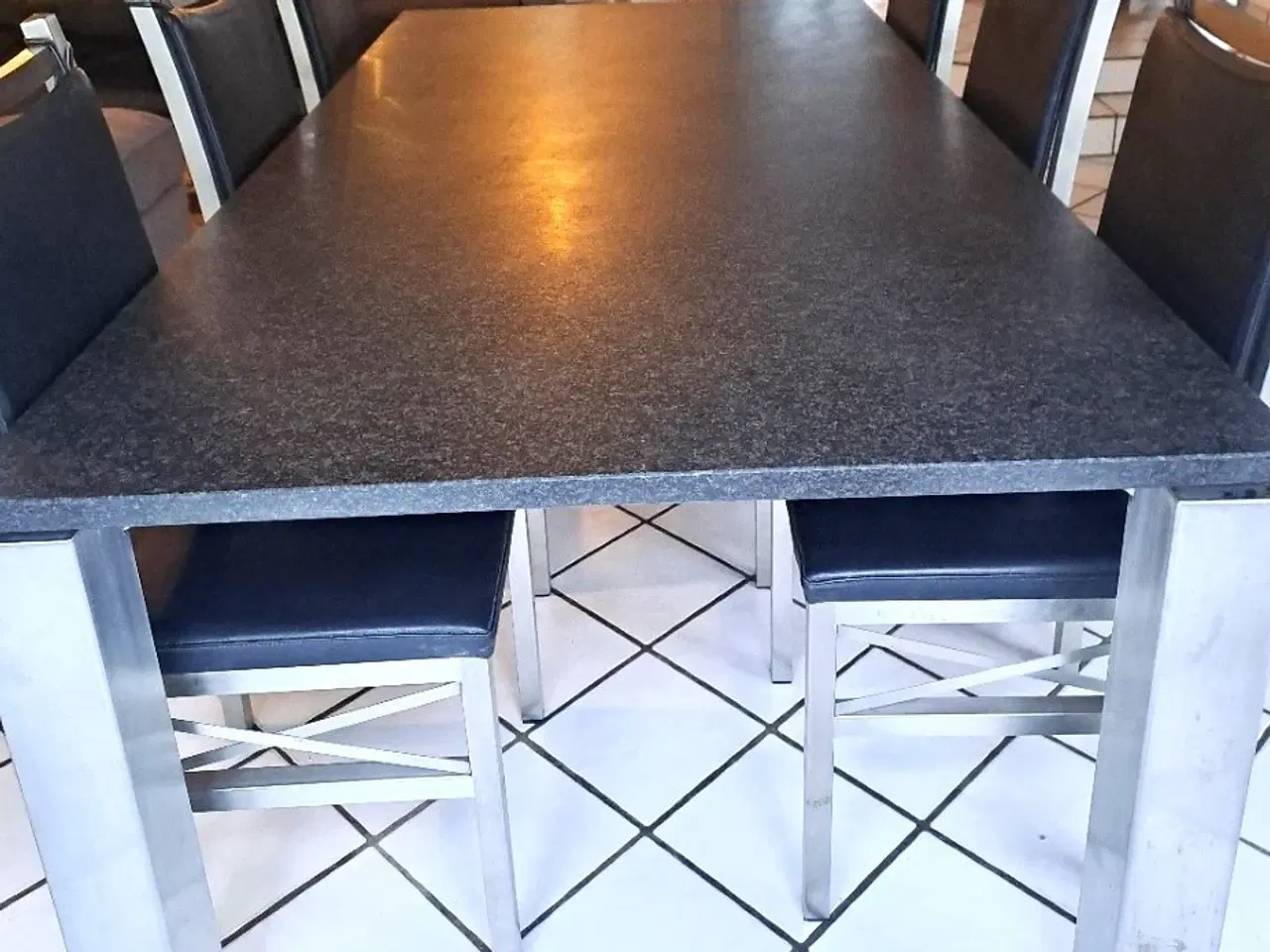 Billede 9 - Marmor bord og 6 stoæe