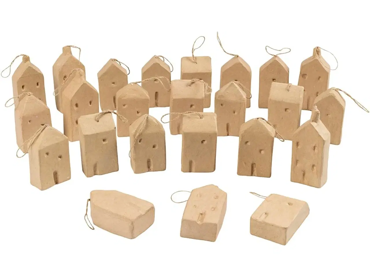 Billede 1 - Håndlavede Papmaché Huse - 24 stk. til Dekoration