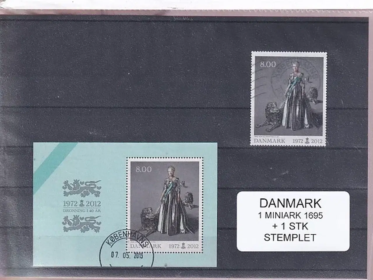 Billede 1 - Danmark - Miniark 1695  + enkeltmærke - Stemplet